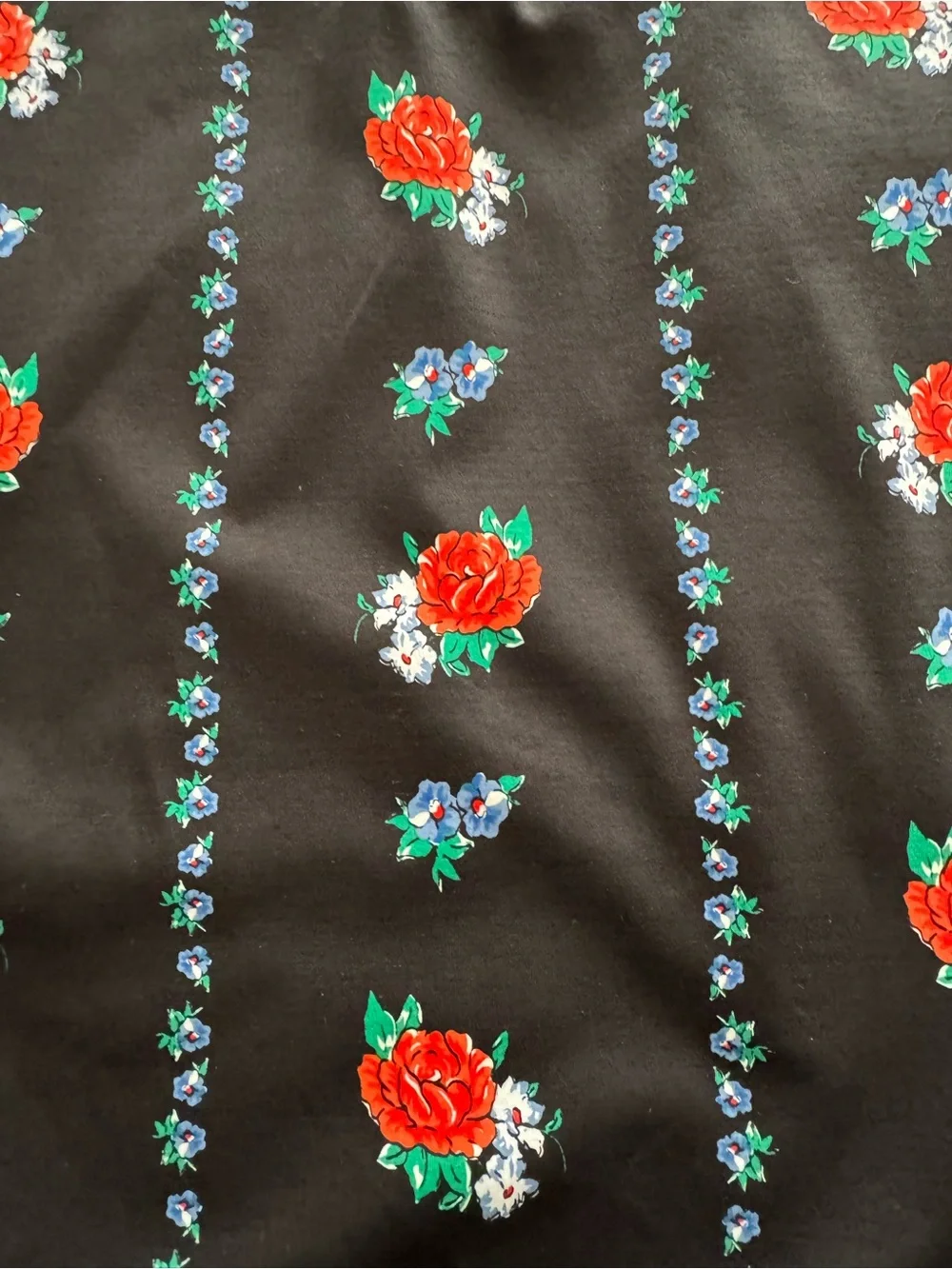 Tory Burch Black Floral Polo lined Dress with Cream Collar, size XS luxury boho